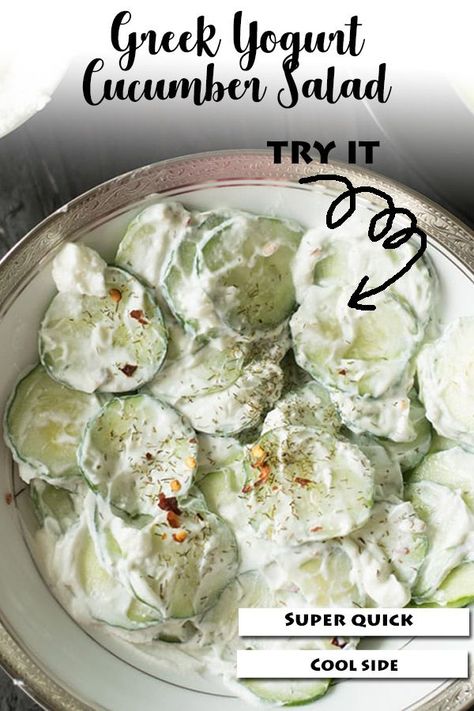 Greek Yogurt Cucumber Salad, Cucumber Pasta Salad, Easy Cucumber Salad, Dill Recipes, Summertime Salads, Creamed Cucumbers, Cucumber Yogurt, Cucumber Salad Recipe, Creamy Potato Salad