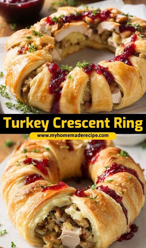 This turkey crescent ring is the best crescent ring for Thanksgiving leftovers. Cheesy, savory, and wrapped in flaky crescent dough, it’s the ultimate way to enjoy leftover turkey Turkey Crescent Ring, Crescent Ring Recipes, Thanksgiving Leftover Recipes, Thanksgiving Appetizer Recipes, Crescent Ring, Turkey Stuffing, Thanksgiving Dinner Recipes, Leftover Turkey Recipes, Crescent Dough