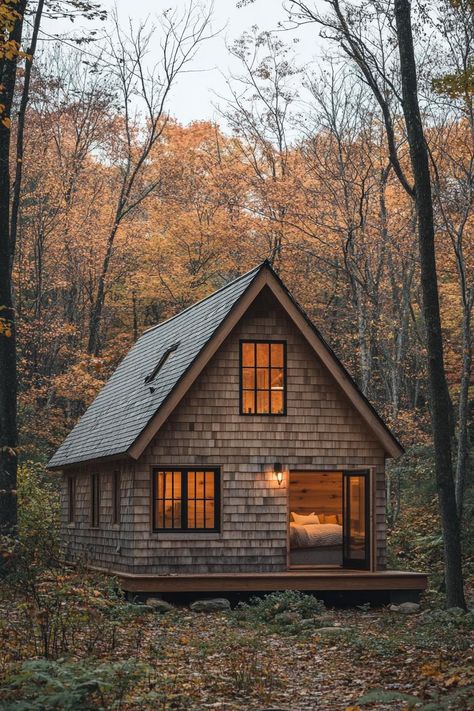 60 Cute Little Cabins for the Next Big Escape Spring Cabin, Cabin Modern, Wood Facade, Wooden Facade, Farmhouse Garden, Little Cabin, A Frame Cabin, Cottage Farmhouse, Mountain Homes