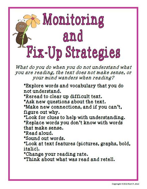 http://www.teacherspayteachers.com/Product/Anchor-Charts-and-Graphic-Organizers-Vocabulary-and-Reading-Strategies-448112 Monitoring, Fix-Up Strategies, Graphic Organizer, Anchor Chart, Comprehension Strategies, Reading Workshop, Balanced Literacy, Common Core State Standards, CCSS Fix Up Strategies For Reading, Readers Workshop Anchor Charts, Meta Cognition, Third Grade Language Arts, Teach Spelling, Reading Tutor, Reading Strategies Posters, Reading Recovery, What Is Reading