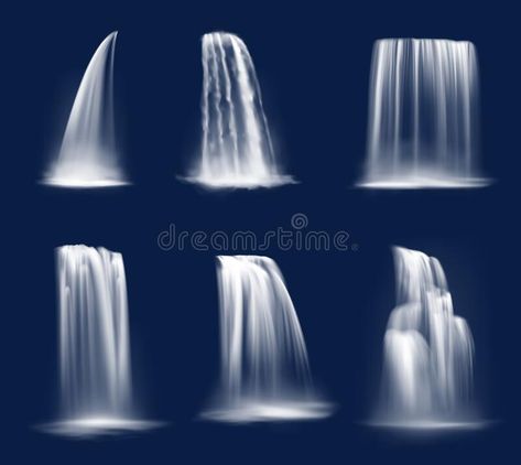 Waterfall Illustration Drawing, Waterfall Illustration Simple, Painting A Waterfall, Painting Waterfalls Step By Step, Water Fall Drawing Easy, Water Fall Painting Ideas, How To Paint Waterfall, Waterfall Drawing Pencil, How To Draw Waterfall