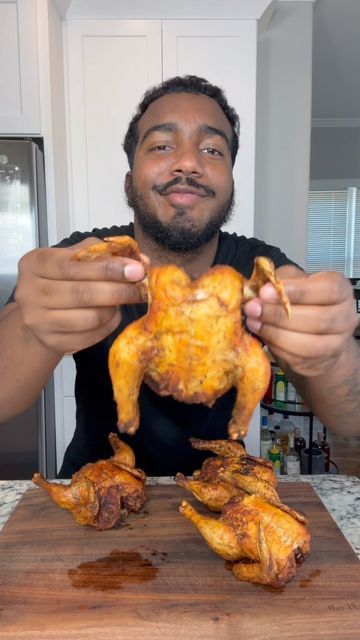 Renzo on Instagram: "Deep Fried Cornish Hens! The perfect addition to any meal especially if you want smaller portions! (You can eat the whole thing and not feel guilty too 😂) Saw my girl @kimmyskreations.1 do this awhile back and wanted to try myself! Full ingredient list: 4 Cornish hens 1-2 tsp garlic powder 1-2 tsp onion powder 1-2 tsp smoked paprika 1-2 tsp dried oregano 1-2 tsp black pepper 1/2-1 packet sazon Frying oil of your preference (350-375) For injectable butter: 2 sticks butter melted 1 tsp garlic powder 1 tsp onion powder 1 tsp smoked paprika 1 tsp dried oregano 1/2 packet sazon" Deep Fried Cornish Hen Recipe, Deep Fried Cornish Hens, Deep Fried Whole Chicken, Fried Cornish Hen Recipe, Fried Cornish Hens, Baked Cornish Hens, Cornish Hen Recipe, Cornish Hen, Smaller Portions