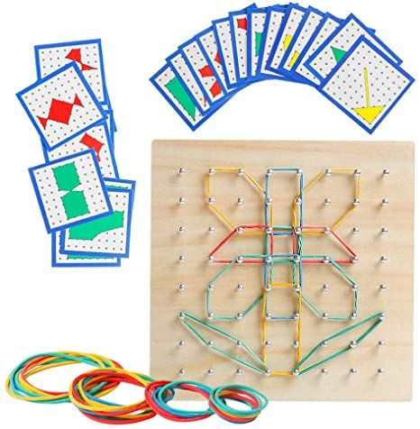 Geo Board, Pattern Cards, Brain Teaser, Rubber Bands, Educational Toys, Matrix, Brain, Toys