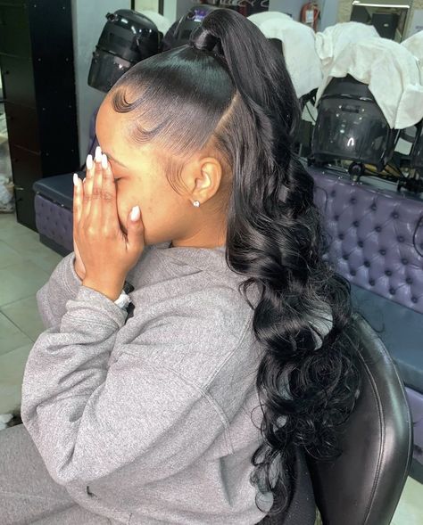 Short Hair Ponytail, Weave Ponytail Hairstyles, Sleek Ponytail Hairstyles, Weave Ponytail, Sew In Hairstyles, Black Ponytail Hairstyles, Birthday Hairstyles, Half Up Half Down Hairstyles, Quick Weave Hairstyles