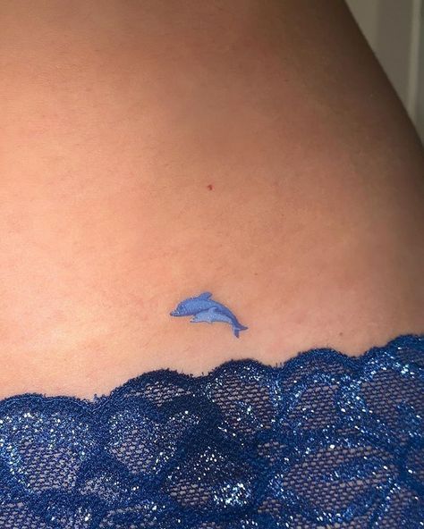 Small Blue Tattoo, Small Tattoo Ideas For Men, Dolphins Tattoo, Small Tattoo Ideas, Petite Tattoos, Blue Tattoo, Tattoo Ideas For Men, Minimalist Tattoos, Subtle Tattoos