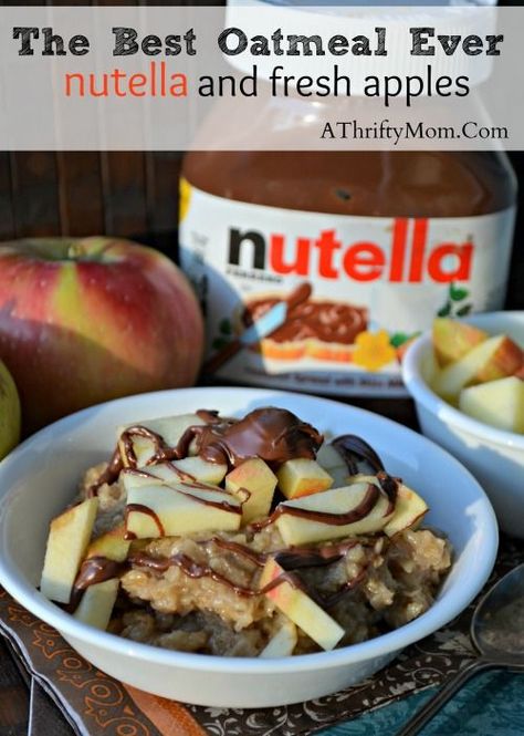 The best oatmeal recipe ever, nutella and fresh apples! Once you try it you will never go back to plain oatmeal again #nutella #Oatmeal #BreakfastRecipe #Health Apple Toffee Dip, Nutella Oatmeal, Plain Oatmeal, Toffee Dip, Best Oatmeal Recipe, Winco Foods, Dip With Cream Cheese, The Best Oatmeal, Mom Recipes