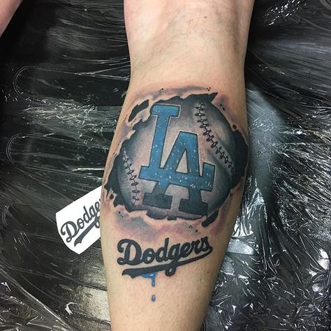 LA Dodgers baseball realism tattoo by Casey - Manteca, CA La Dodgers Logo Tattoo, Dodger Tattoo Ideas, Dodger Tattoos For Women, La Dodgers Tattoo, Baseball Tattoo For Men, Baseball Tattoo Ideas, Dodger Tattoo, Dodgers Tattoo, Los Angeles Dodgers Tattoo