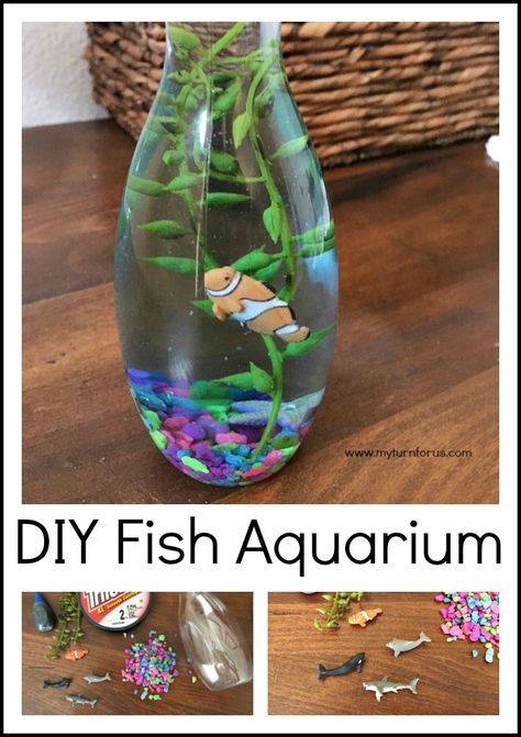 DIY Mini Fish Aquarium, these fish never need feeding!  http://www.myturnforus.com/2016/07/diy-mini-fish-aquarium.html Aquarium Design Ideas, Aquarium Diy, Diy Aquarium, Sensory Crafts, Sensory Bottles, Fish Aquarium, Aquarium Design, Aquarium Decorations, Jar Crafts