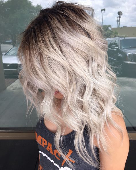 5,154 Likes, 186 Comments - Brittany Banda 🐼 (@texasbalayage) on Instagram: “•ICED• Before, during, after, SWIPE ⬅️🎥🎥💎💎Cool, light blonde. Client came in previously lightened…” Shadow Root, Light Hair Color, Blonde Hair With Highlights, Brown Blonde Hair, Light Blonde, Light Hair, Blonde Balayage, Great Hair, Blonde Hair Color