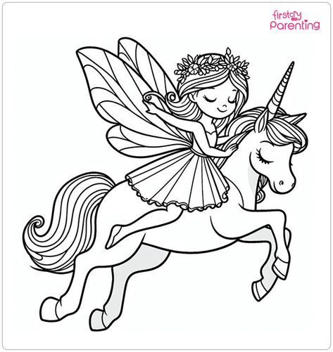 Fairy Unicorn Colouring Page Unicorn Colouring Sheet, Unicorn Colouring Pages, Fairy Colouring Pages, Ethereal Creature, Unicorn Colouring, Printable Things, Unicorn Fairy, Unicorn Drawing, Unicorn Coloring