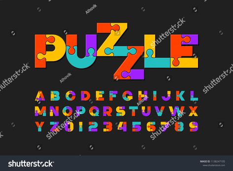 Logo Puzzle Design, Jigsaw Illustration, Puzzle Graphic Design, Puzzle Logo Design, Puzzle Peice, Puzzle Alphabet, Puzzle Illustration, Letter Logotype, Puzzle Poster