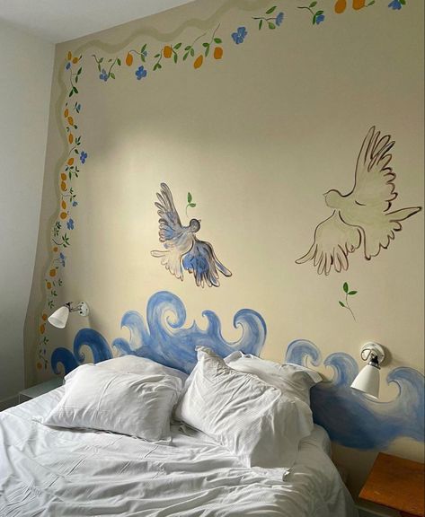 House Fever, Interior Murals, Bedroom Murals, Casa Vintage, Green Room, Room Deco, Pretty Room, Dreamy Room, Arte Inspo