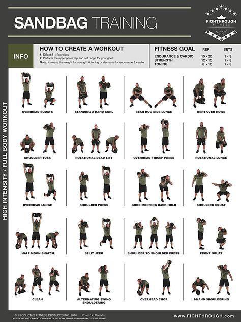 Sandbag Workout, Sandbag Training, Gym Poster, Kettlebell Training, Workout Posters, Cardio Training, Chest Workouts, Crossfit Workouts, Kettlebell Workout