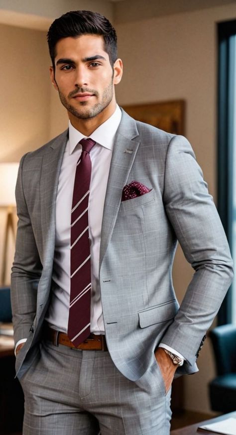 Men Gray Suit Outfit, Gray Suit Combinations, Grey Suit Combinations, Mens Lifestyle Fashion, Groom Shots, Suited Men, Formal Suits Men, Grey Suit Men, Dark Gray Suit