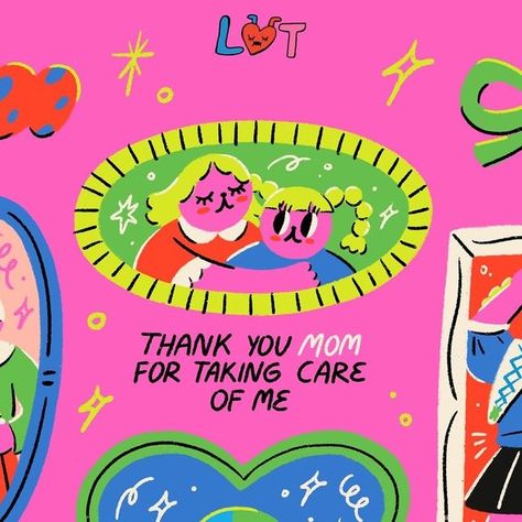 LIUNIC ON THINGS on Instagram: "Happy mother’s day for all mother figure in the world❤️👩‍👧 whether it’s your mom, sis, or grandma, use this post as a sign to call them! 💫 #illustration #liuniconthings #mother #mothersday" Happy Mother's Day Cute Illustration, Mothers Day Graphic Design, Mother's Day Graphic Design, Mother Day Illustration, Happy Mothers Day Illustration, Mothers Day Graphics, Grandma Illustration, Mothers Day Illustration, Mother Illustration