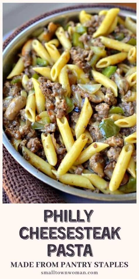 Philly Cheesesteak Pasta, Cheesesteak Pasta, Pasta Penne, Family Dishes, Philly Cheesesteak, Pasta Dinner Recipes, Provolone Cheese, Philly Cheese Steak, Beef Recipes Easy