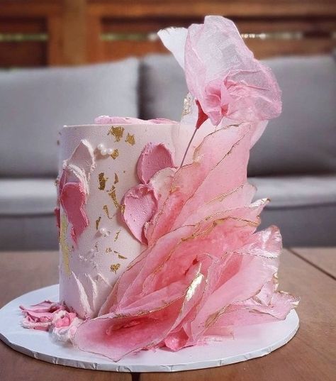 Rice Paper Cake, Zoo Cake, 50 Shades Of Pink, Floral Cake Design, Cake Varieties, 60th Birthday Cakes, Beautiful Cake Designs, Elegant Birthday Cakes, Sculpted Cakes