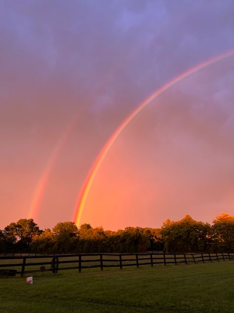 Rainbow Sunset Wallpaper, Double Rainbow Aesthetic, Sky After Storm, Rainbow After Storm, Rainbow After Rain, Double Rainbows, Aphrodite Cabin, Sunset Rainbow, Rainbow Sunset