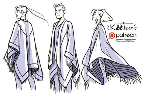 Ponchos reference sheet -PREVIEW- | kibbitzer on Patreon How To Draw Poncho, Capes Drawing Reference, Kibbitzer Clothes Reference, Poncho Art Reference, Poncho Outfit Drawing, Cape Art Reference, Pancho Drawing Reference, Shawl Drawing Reference, Robe Reference Drawing