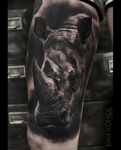 Eliot Kohek, Rhino Tattoo, Africa Tattoos, Wildlife Tattoo, Animal Sleeve Tattoo, Animal Sleeve, Tier Tattoo, Gorilla Tattoo, African Tattoo