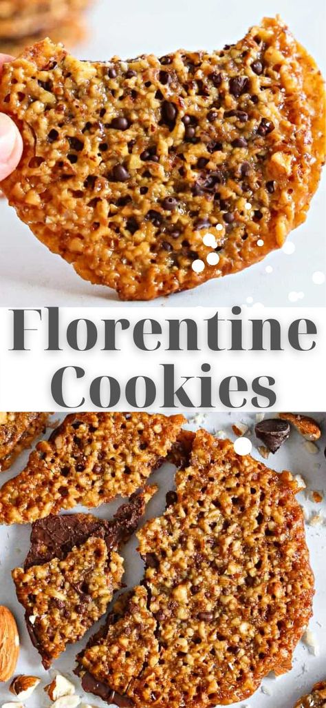 Chocolate Florentine Cookies, Chocolate Florentines, Florentine Cookies Recipe, Florentine Recipe, Florentine Cookies, Florentines Recipe, Cookies Video, Cookies With Chocolate, Lace Cookies