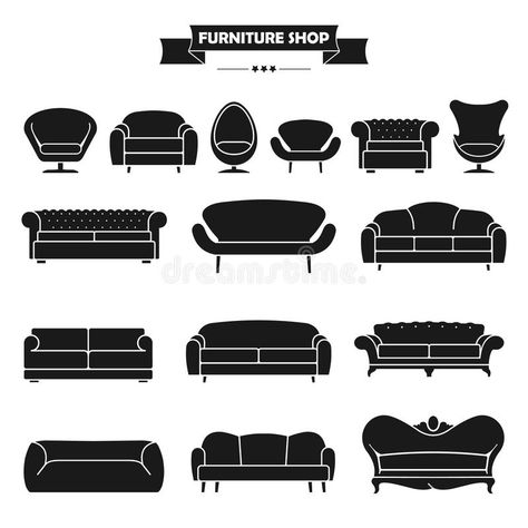 Luxury modern sofa and couch icons set. Vintage fu. Vector Luxury vintage furnit , #AFF, #couch, #icons, #set, #Luxury, #modern #ad Luxury Sofa Modern, Chairs Logo, Vintage Couch, Modern Sofa Couch, Interior Design Drawings, Furniture Ads, Furniture Interior Design, Furniture Logo, Cool House Designs