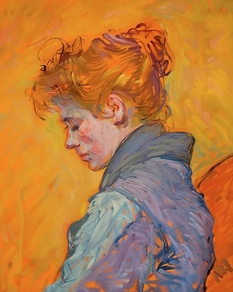 Painting Of Painting, Post Impressionism Portrait, Impressionist Figure Paintings, Oil Painting Studies, Impressionist Paintings Portraits, Contemporary Figurative Painting, Watercolor Large Paintings, Life Drawing Painting, Impressionist Portrait Painting