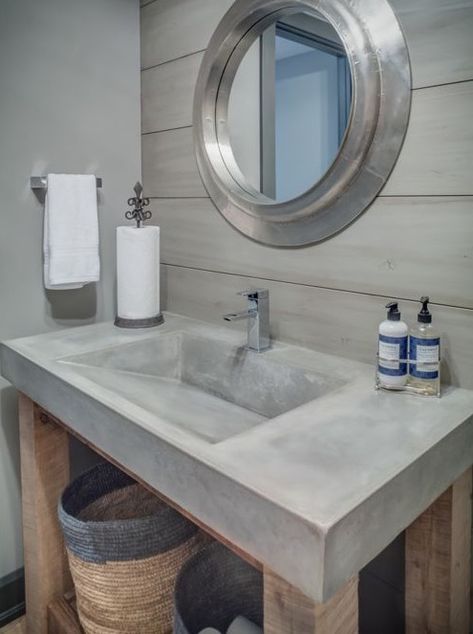 Love this concrete sink! Concrete Countertops With Sink, Sink Toilet Design, Concrete Kitchen Sink And Countertop, Concrete Bathroom Sink Vanities, Bathroom With Concrete Sink, Concrete Toilet Design, Floating Concrete Sink Bathroom, Concrete Counter Bathroom, Toilet Sink Ideas