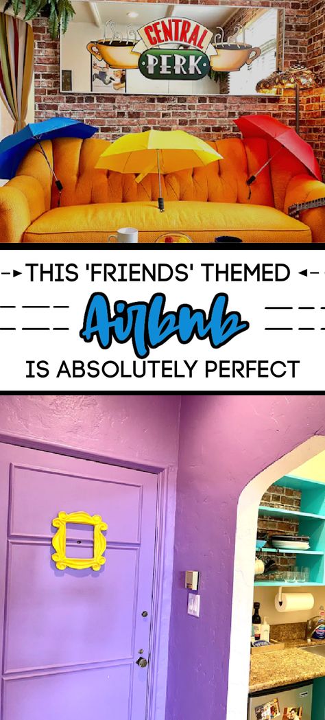 Themed Airbnb, Turquoise Kitchen, Airbnb House, Tv Decor, Friends Party, Craft Room Office, Kitchen Themes, Friends Show, Friends Tv Show