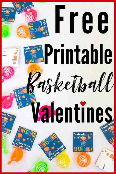 Sports-theme, basketball theme free printable valentines for kids! Pair with a fun little basketball game for a valentine idea kids will love! Great for no-candy valentine parties or schools with a non-candy valentine party rule! #valentinesforkids #freeprintablevalentines #freeprintablevalentinesforkids #noncandyvalentinesideas #noncandyprintablevalentinesforkids #basketballvalentines #sportsvalentines #sportsthemedvalentines #basketballthemevalentines #freeprintablevalentinesforkidsideas Boys Basketball Valentines, Basketball Valentines Cards Free Printable, Basketball Valentine Cards, Basketball Valentines Ideas, Free Printable Valentines For Kids, Basketball Valentines, Nba Party, Sports Valentines, Printable Valentines For Kids