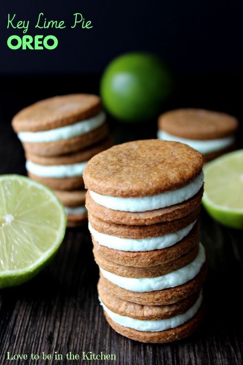 Key Lime Pie Oreo Kiwi Lime Pie, Key Lime Sandwich Cookies, Key Lime Buttercream, Key Lime Desserts, Graham Cracker Recipes, Graham Cracker Cookies, Lime Desserts, Homemade Graham Crackers, Lime Recipes