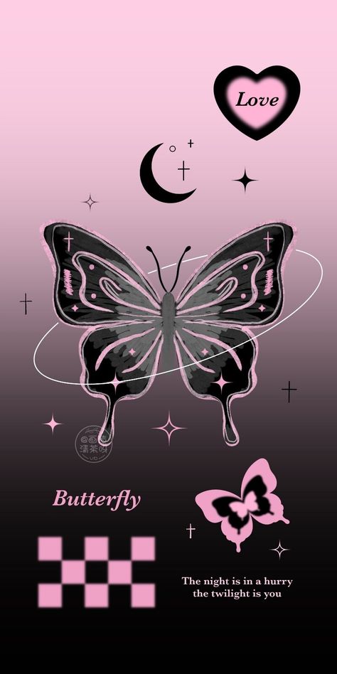 Kupu Kupu Wallpaper Aesthetic, Aesthetic Pink And Black Wallpaper, Butterfly Wallpaper Black, Black And Pink Wallpaper Aesthetic, Black And Pink Aesthetic Wallpaper, Wallpaper Iphone Butterfly, Black Butterfly Wallpaper, Black Pink Butterfly, Pink Butterfly Wallpaper