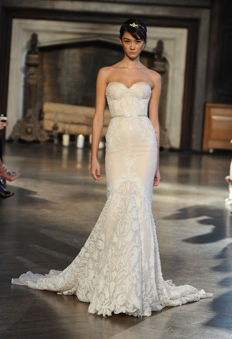 Strapless Lace Mermaid Wedding Dress | Inbal Dror Wedding Dresses Fall 2015 | Maria Valentino/MCV Photo | Blog.theknot.com Inbal Dror Wedding Dresses, Wedding Dresses Fall, Inbal Dror, Dresses Fall, 2015 Wedding Dresses, Looks Party, Wedding Dresses Strapless, A Wedding Dress, Bridal Fashion Week