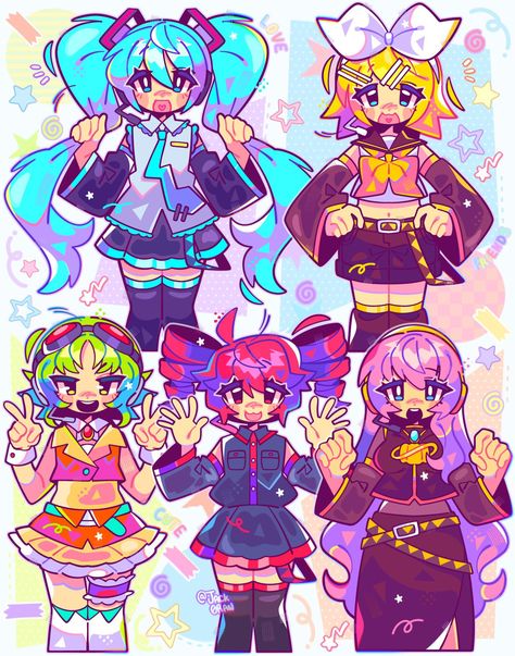 Chunky Art Style, Miku Hatsune Chibi, Miku Hatsune Vocaloid, Vocaloid Characters, Cute Doodle Art, 판타지 아트, Cute Little Drawings, Cute Art Styles, Project Sekai