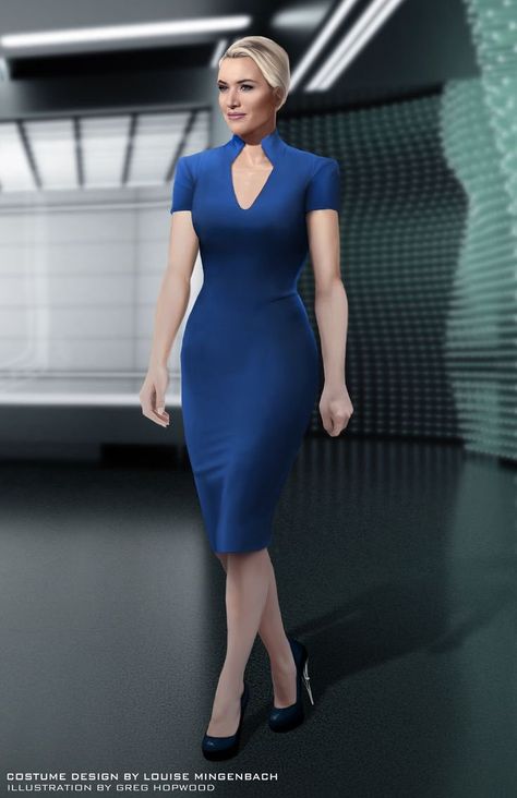 Kate Winslet in 'Divergent' wearing a Louise Mingenbach dress (2014) Divergent Erudite, Jeanine Matthews, Art Costumes, Kate Winslate, Costume Illustration, Leo And Kate, Stars Align, Hollywood Studio, Whale Art