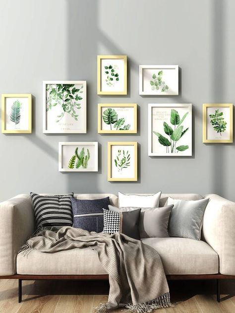 Asthetic Frames On Wall Ideas, Couch Shelf, Creative Photo Frames, Collage Canvas, Office Desk Decor, Wall Gallery, Frame Wall Decor, Picture Frame Wall, Wood Picture Frames