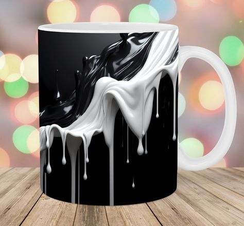 Black White Painting, Love Pink Wallpaper, Mug Template, Mug Sublimation, Design Mug, Black And White Painting, Mug Wrap, Pink Wallpaper, White Painting