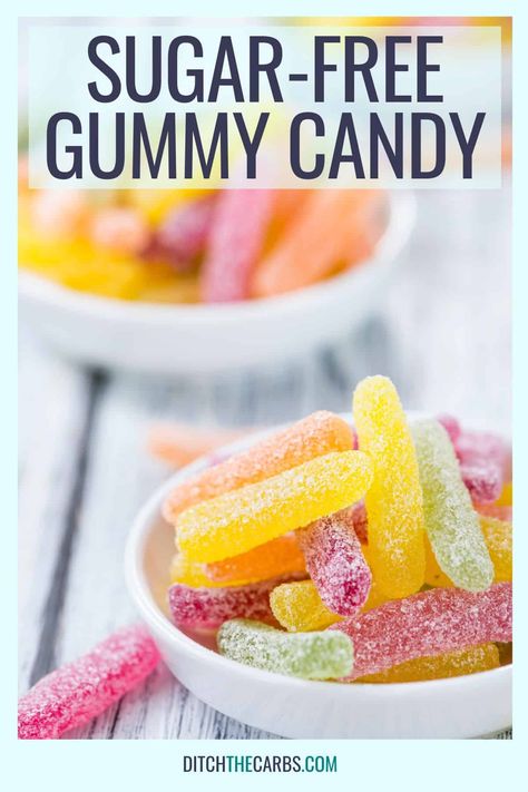 Sweet and chewy homemade sugar-free gummy candy (plus sour gummy candy too). You only need 3 simple ingredients and they are ZERO net carbs. Discover two methods to make keto gummies (for absolute beginners) with gelatin or Jello boxes. Sour Candy Dessert, Healthy Sour Gummies Recipe, Keto Jelly Dessert, Homemade Healthy Candy Recipes, Homemade Jello With Beef Gelatin, Healthier Candy Options, Sugar Free Foods Clean Eating, Sugar Free Candy Recipes For Diabetics, Sugar Free Gummy Bears Recipe