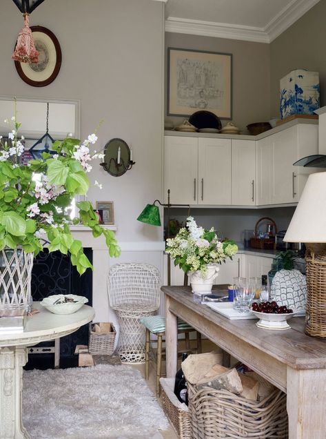 Nicky Haslam’s Cotswolds house is a perfect expression of his singular vision | House & Garden Cotswolds House, Nicky Haslam, Cotswold House, 17th Century House, Large Ceramic Vase, French Windows, Paper Lampshade, Real Leaves, Buy Bed