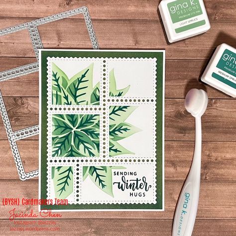 BYSHC Spring into Christmas Linky Party ~ Day 8 – LazzieJ's Crafting Corner Postage Stamp Cards Ideas, Postage Stamp Collage, Postage Stamps Crafts, Postage Stamps Collage, Stamp Collage, Stencil Cards, Crafting Corner, Collage Cards, Gina K Designs