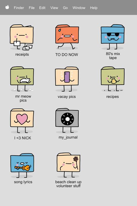 Bring a little personality to your virtual desktop with these Little Folder Guy custom icons! Easy to install and available for macOS and Windows computer! Cute Desktop Folder Icons, File Icons For Mac, Icons For Computer, Computer Folder Icons, Desktop Icons Png, Computer Homescreen, Folder Names Ideas, Free Desktop Icons, Desktop Customization