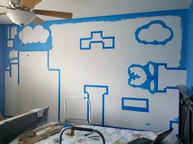 Mario Brothers Room Ideas, Mario Mural Bedroom, Super Mario Mural, Mario Wall Decals, Mario Bedroom Ideas, Super Mario Bedroom Ideas, Mario Bedroom Ideas Boys, Mario Mural, Super Mario Nursery