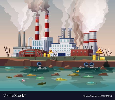 Factory Air Pollution, Industrial Waste Water Pollution, Land Pollution Poster, Air Pollution Images, Water Pollution Images, Air Pollution Illustration, Radioactive Pollution, Pollution Images, Factory Pollution