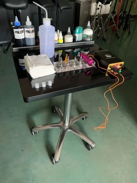 Tattoo Shops Near Me: A Guide for Tattoo Enthusiasts & First-Time Seekers Tattoo Set Up Station, Tattoo Set Up Station At Home, Tattoo Setup Station, Tattoo Set Up, Tattoo Room Studio, Tattoo Station Ideas, Tattoo Shop Interior, Tattoo Artist Tips, Tattoo Shop Decor