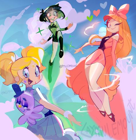 Powerpuff Girls Aesthetic, Powerpuff Girls Fanart, Art Kawaii, Cartoon Girls, Powerpuff Girl, Power Puff, The Powerpuff Girls, The Powerpuff, 캐릭터 드로잉