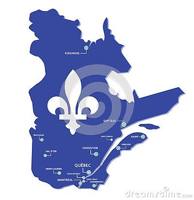 Quebec map province with cities vector City Vector, Geography, Stock Vector, Vector Illustration, Scrapbooking, Map, Illustrations, Vehicles, Art