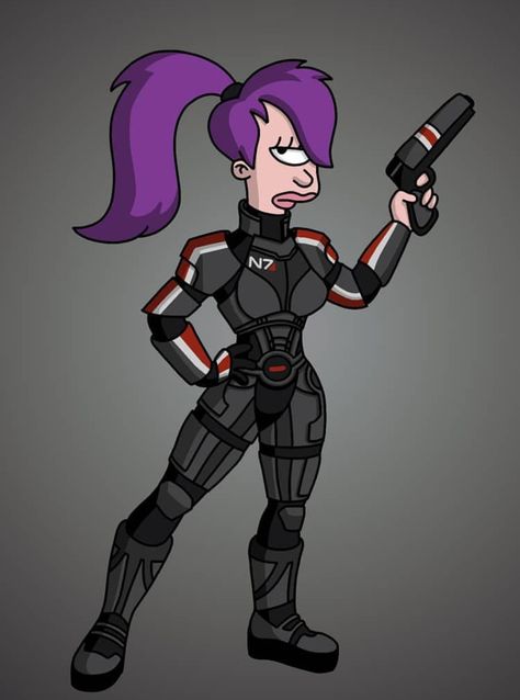 Leela - Mass Effect, Futurama Futurama Art Style, Leela Fanart, Mass Effect Armor, Colorful Pfp, Leela Futurama, Cave People, Space Girls, Space Girl, Reference Pictures