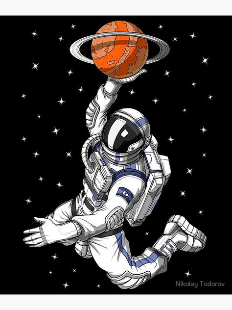 Basketball Canvas Painting, Tattoo Astronaut, Astronaut Basketball, Bedroom Gifts, Basketball Tattoos, Astronaut Drawing, Basketball Boys, Basketball Drawings, Basketball Canvas