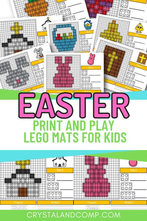 Easter Lego Builds, Easter Building Activities, Easter Lego Challenge, Lego Easter Ideas, Easter Educational Activities, Lego Homeschool, Lego Easter Eggs, Easter Bible Crafts, Lego Mat