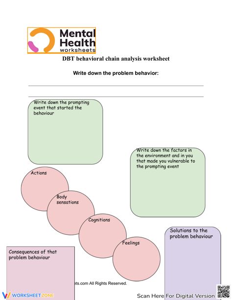 Dbt Worksheet, Behavior Problems, To Share, Chain, Birthday